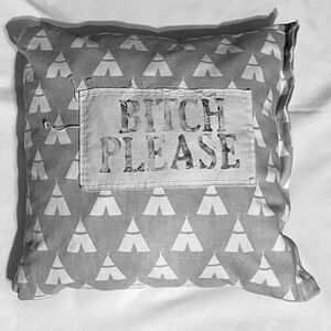 Pillow Decorative Accent Sz 16 X 14 Square Boho Beach Applique